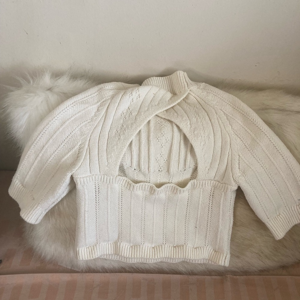 Free People Intimately Off White Cropped Knit Body Sweater - Picture 7 of 9